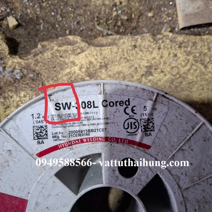 Dây hàn inox SW-308L Huyndai chất lượng cao, cuộn Mig inox lõi thuốc 15kg