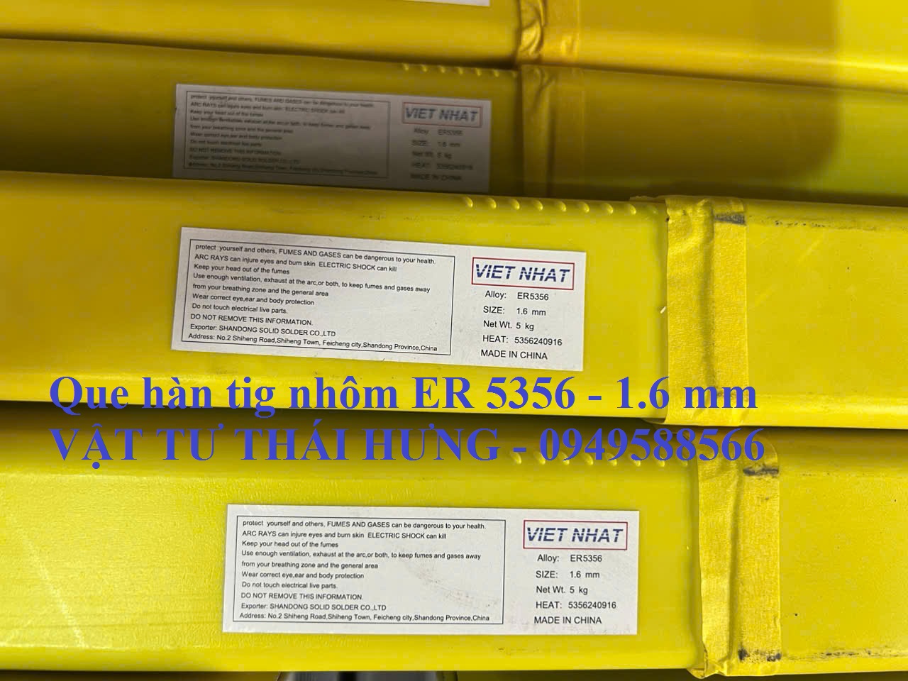Que hàn tig nhôm 5356 1.6 mm hộp 5kg, hàn nhôm chi tiết nhỏ chất lượng cao
